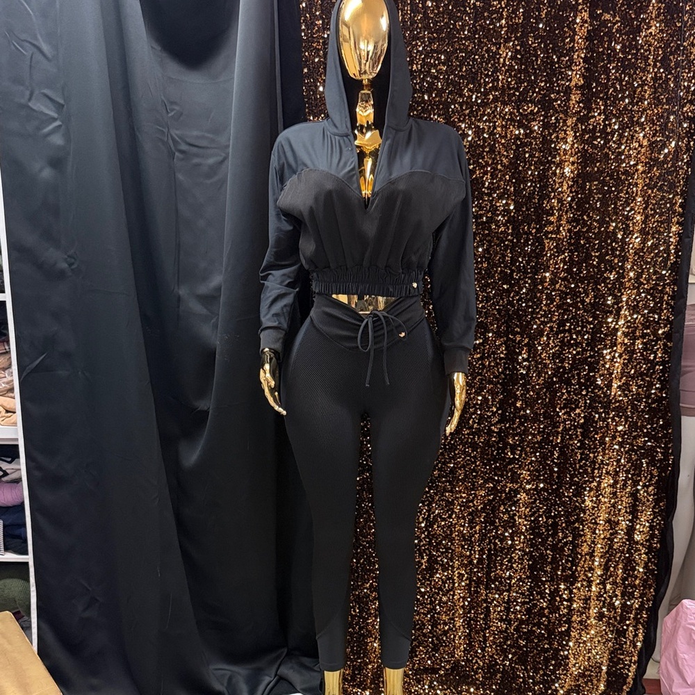Elegant Black Hooded Jumpsuit